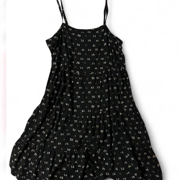Old Navy Black Print Tiered Swing Dress - Picture 3 of 4
